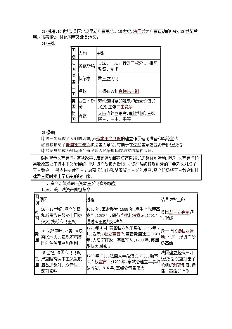 新教材高考历史一轮总复习第十单元走向整体的世界和资本主义制度的确立第20讲资本主义制度的确立学案第3页