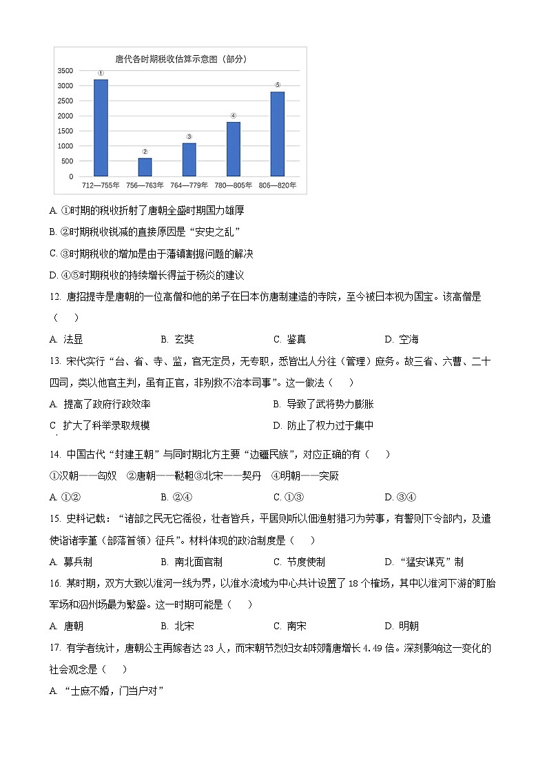 浙江省温州市新力量联盟2024-2025学年高一上学期期中联考历史试题 Word版无答案第3页