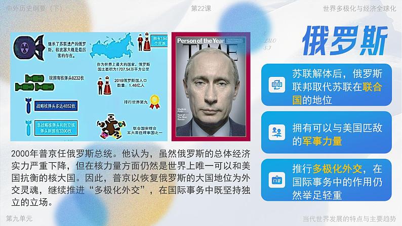 高中历史人教版统编版必修中外历史纲要下第22课世界多极化与经济全球化精品课件第8页