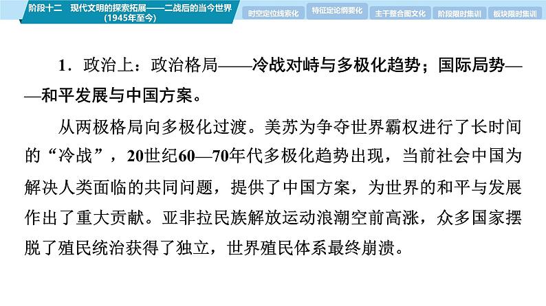 第一部分 板块三 阶段十二 现代文明的探索拓展——二战后的当今世界(1945年至今)-【备战2025】高考历史二轮复习课件第5页