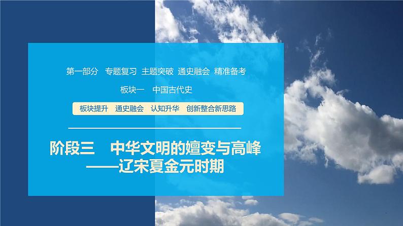 第一部分 板块一 阶段三 中华文明的嬗变与高峰——辽宋夏金元时期-【备战2025】高考历史二轮复习课件第1页