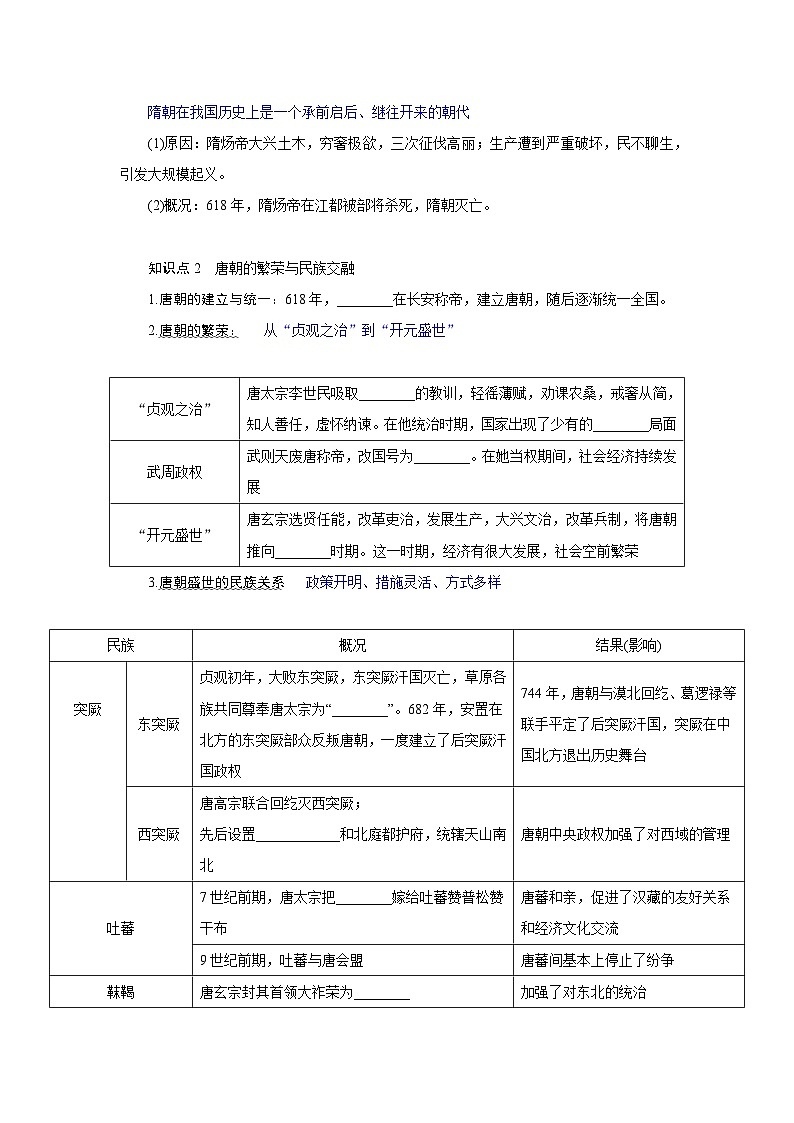 2024-2025学年中外历史纲要上 第6课 从隋唐盛世到五代十国 导学案第2页