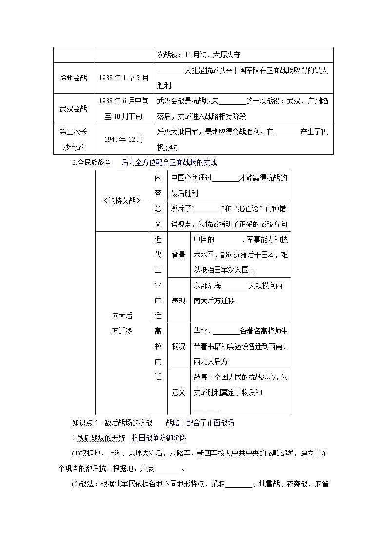 2024-2025学年中外历史纲要上 第23课 全民族浴血奋战与抗日战争的胜利 导学案第2页