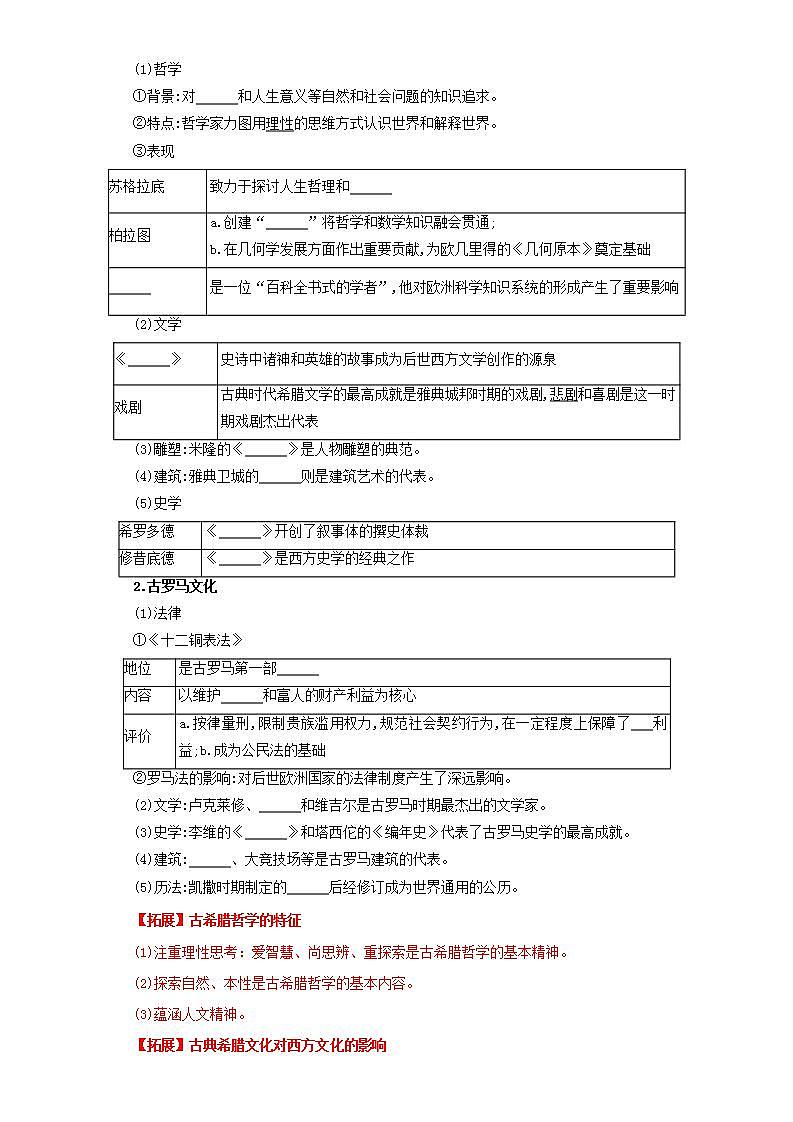 人教统编版高中历史选择性必修4《 欧洲文化的形成》(导学案)第2页