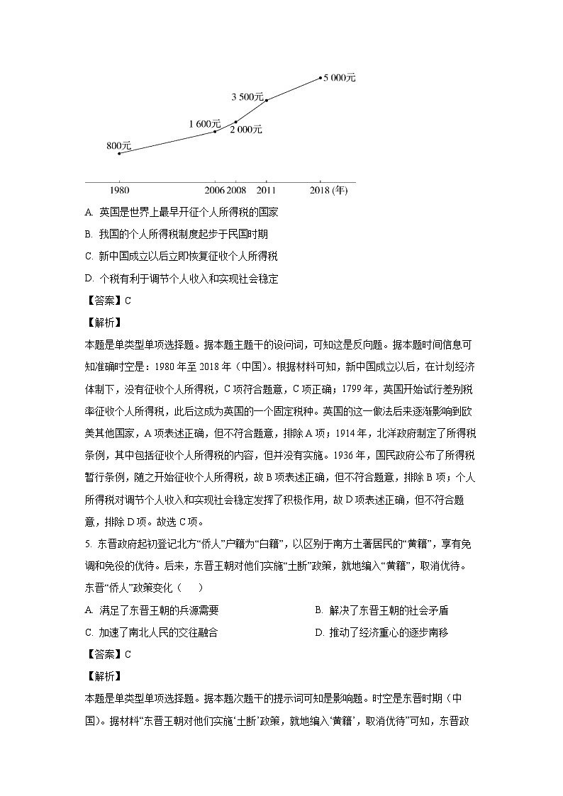 天津市红桥区2023-2024学年高二(上)期末历史试卷(解析版)第3页