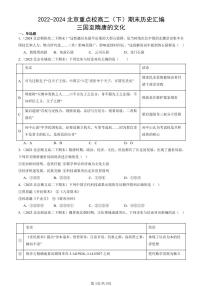 2022-2024北京重點(diǎn)校高二（下）期末真題歷史匯編：三國至隋唐的文化