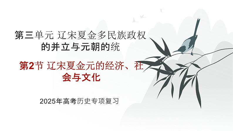第三单元 辽宋夏金元的经济、社会与文化(课件)-2025年高考历史二轮专项复习第1页