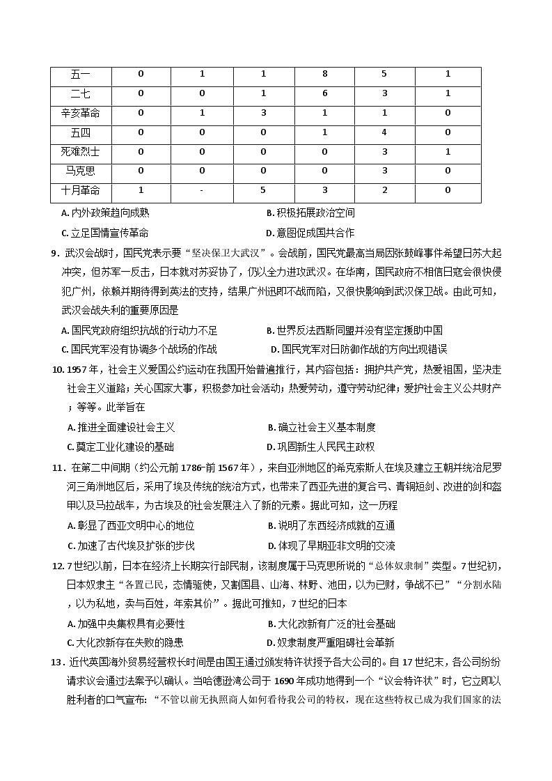 2025届湖北省十堰市高三上学期一模考试历史试题第3页