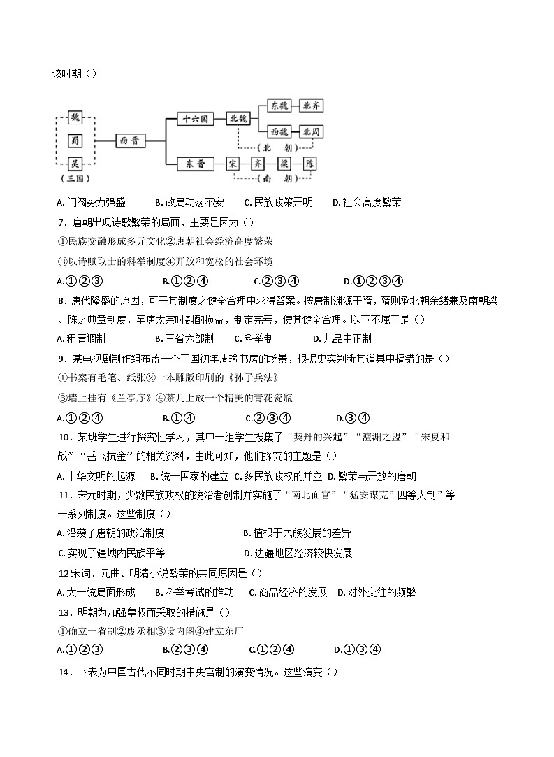 天津市第一百中学、实验中学滨海学校2024-2025学年高一上学期期末联考历史(青海生)试卷第2页