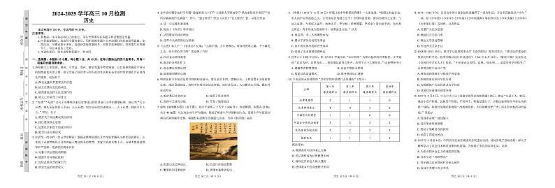 山东省中昇大联考2024-2025学年高三10月联考历史试题第1页