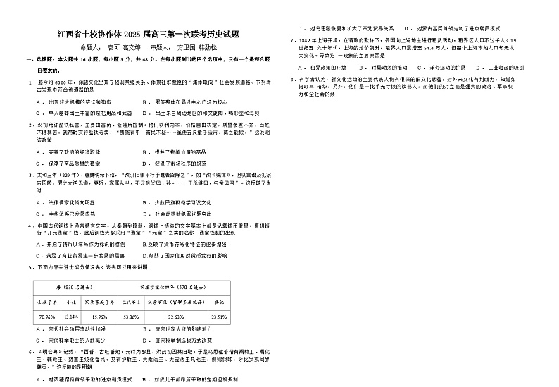 历史试卷第1页