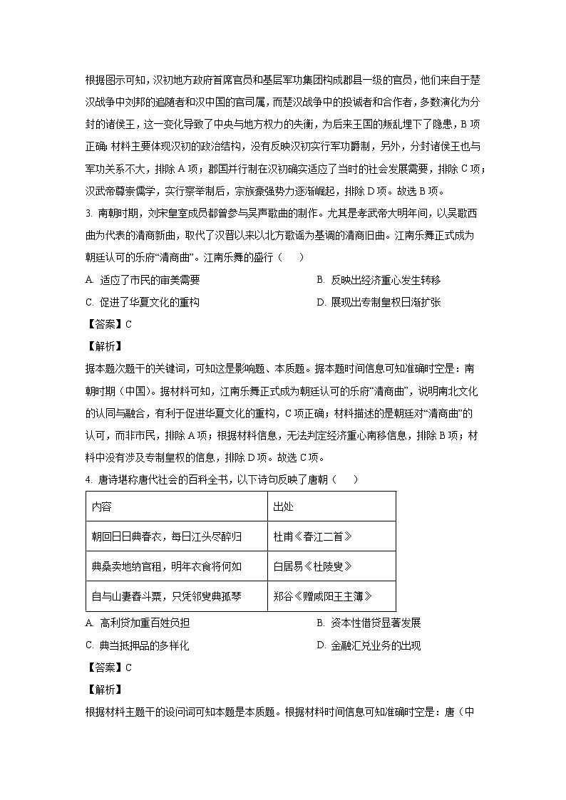 2024~2025学年湖南省岳阳市高三上学期12月月考历史试卷(解析版)第2页