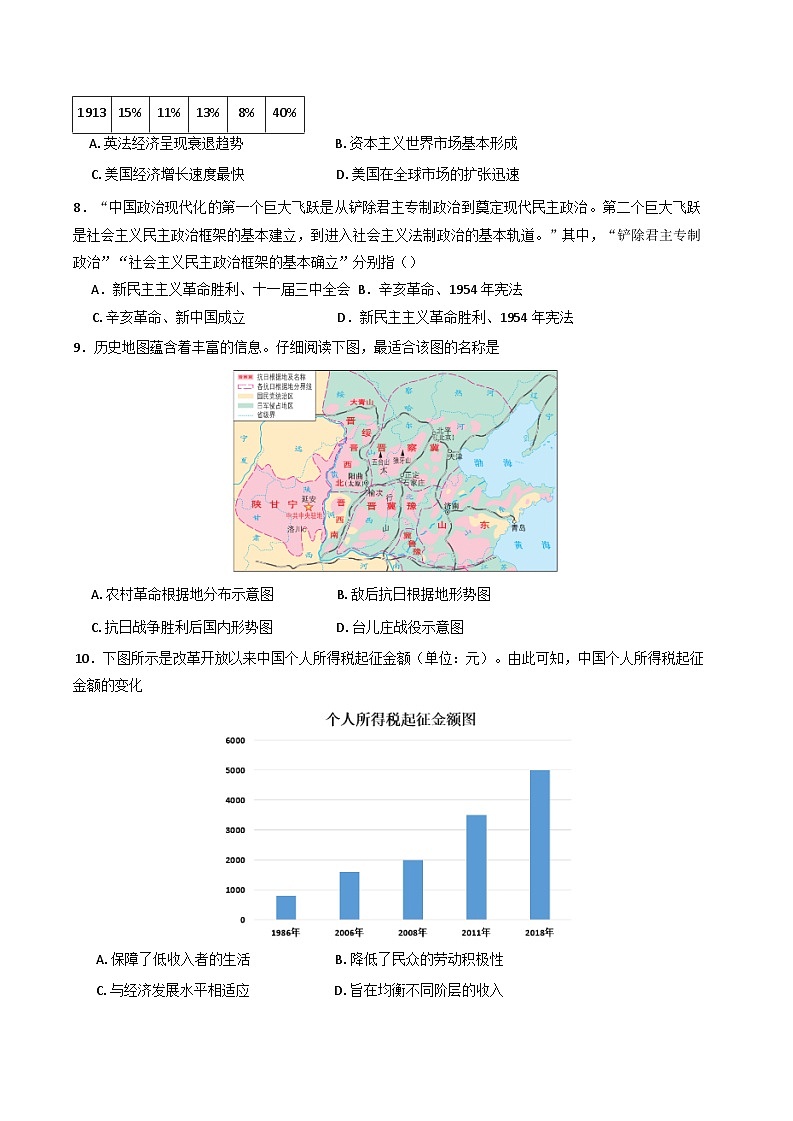四川省泸州市泸化中学2024-2025学年高二上学期期末考试历史试题第3页