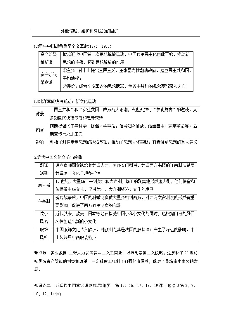 板块二 专题八 中国近现代思想演变与文化传承--2025年高考历史大二轮复习(学生版)第3页