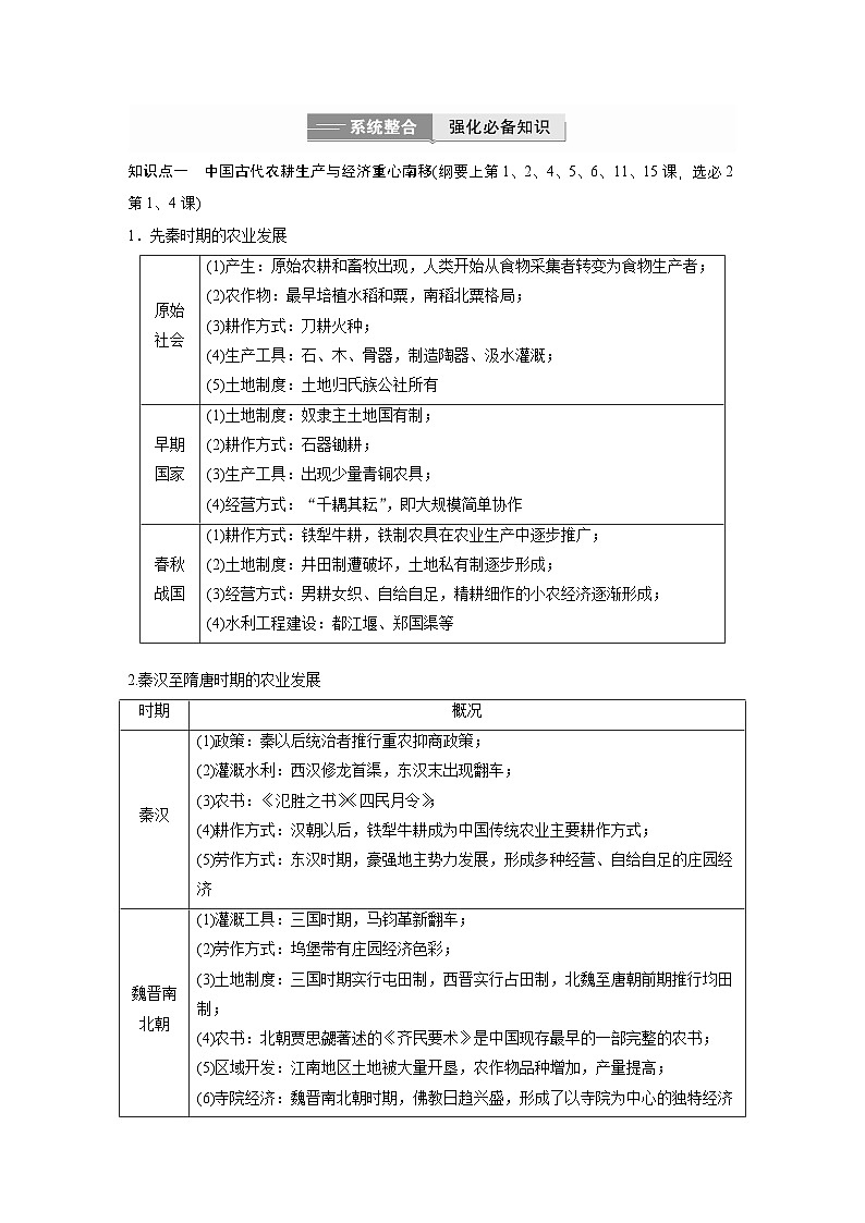 板块一 专题三 中国古代的经济与社会生活--2025年高考历史大二轮复习(教师版)第3页