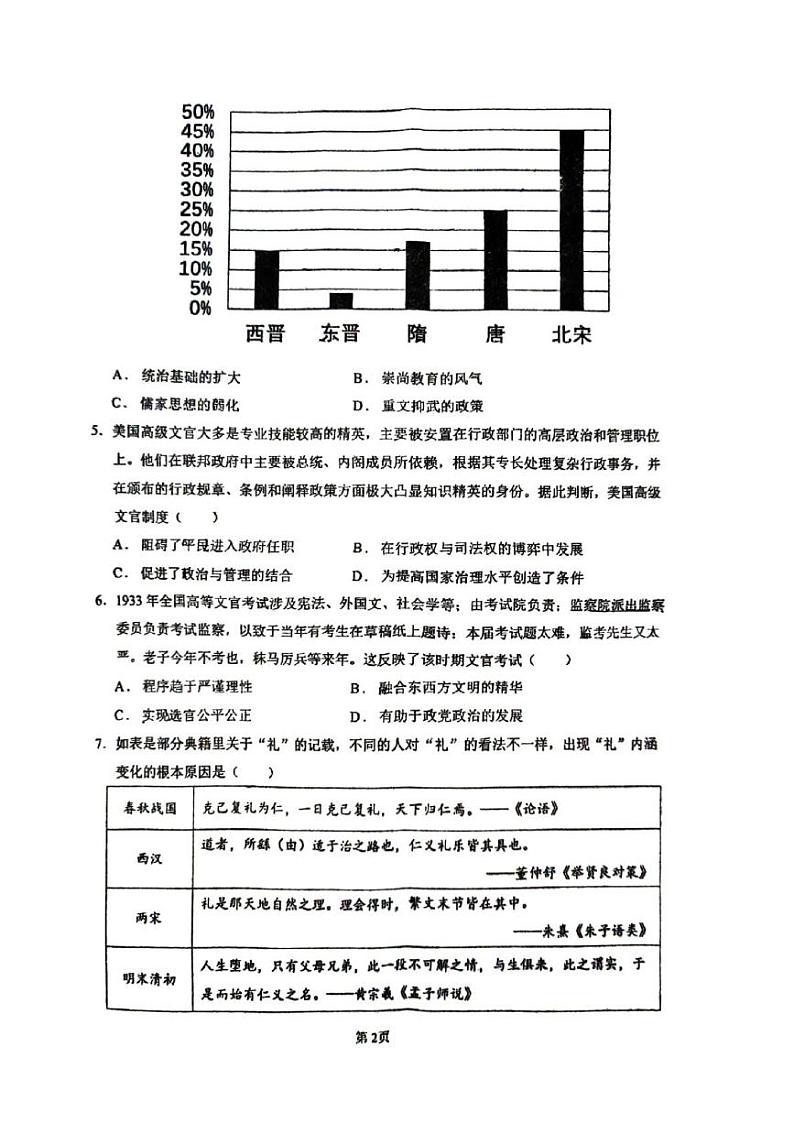 海南省海口市海南华侨中学2024-2025学年高二上学期期末考试历史试题第2页