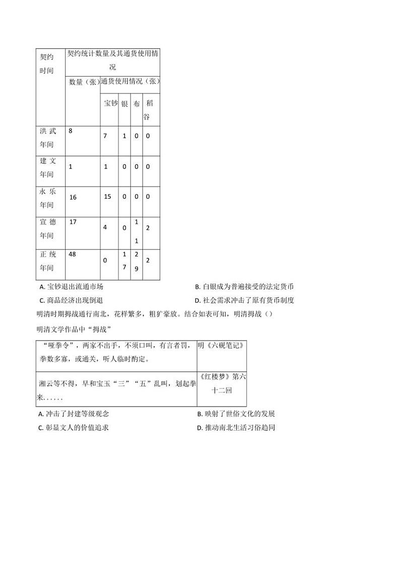 2025届广东省深圳高级中学(集团)高三上(二)阶段性考试月考历史学科试卷(含答案)第2页