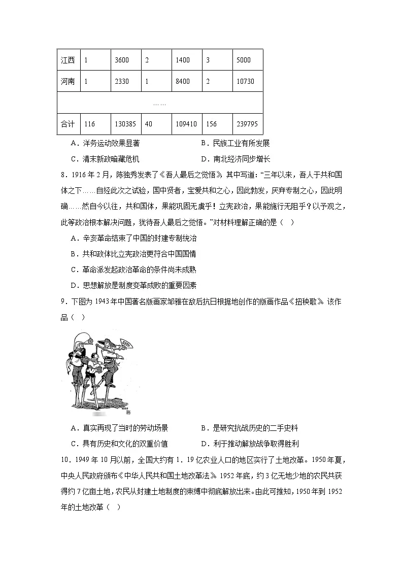2025届云南省曲靖市高三上学期第一次教学质量监测历史试题第3页