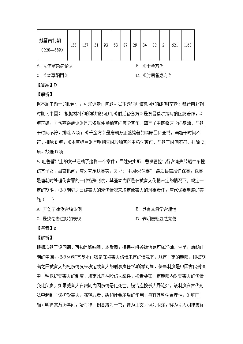 河北省廊坊市2024-2025学年高三上学期期末考试历史试题 (解析版)第3页