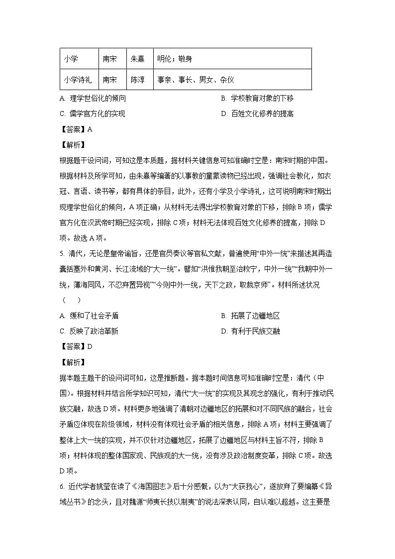 2024~2025学年安徽省皖江名校高三上12月月考历史试卷(解析版)第3页
