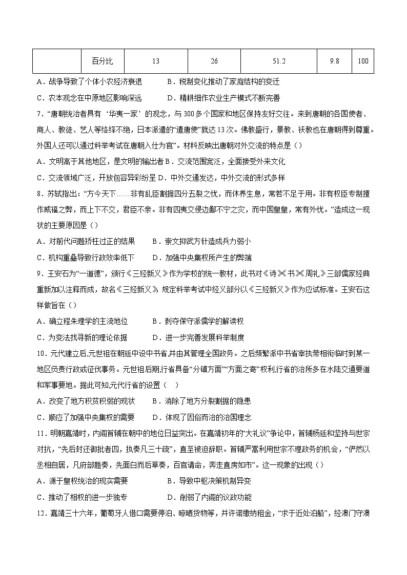 2024—2025学年度安徽省六安市独山中学高一第一学期期末考试历史试题第3页
