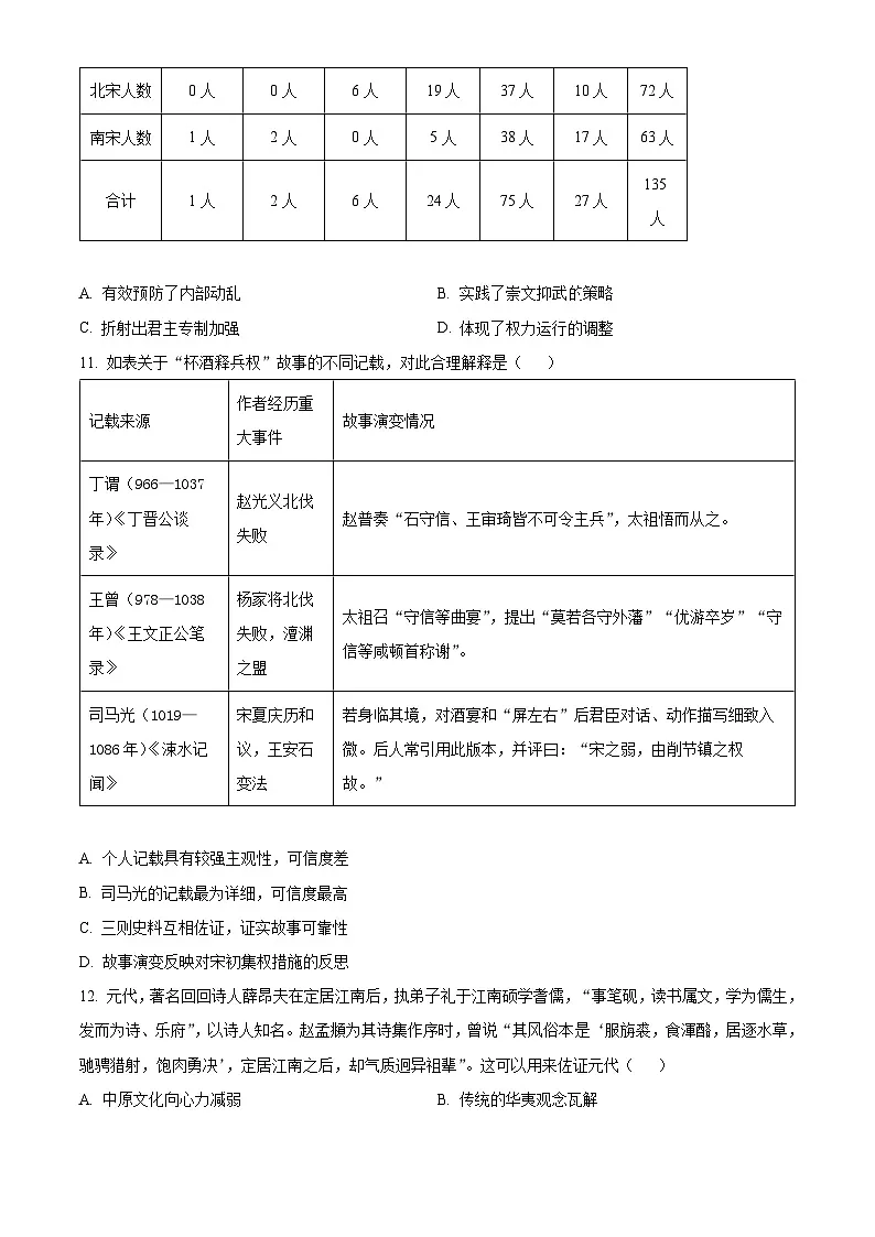 四川省南充市第一中学(三校区)2024-2025学年高一上学期期中检测历史试题(原卷版)第3页
