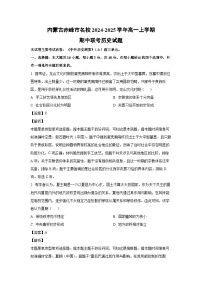 2024~2025学年内蒙古赤峰市名校高一上学期期中联考历史试卷（解析版）