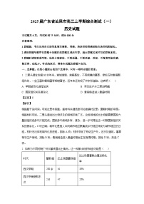 2025届广东省汕尾市高三上学期综合测试（一）历史试卷（解析版）