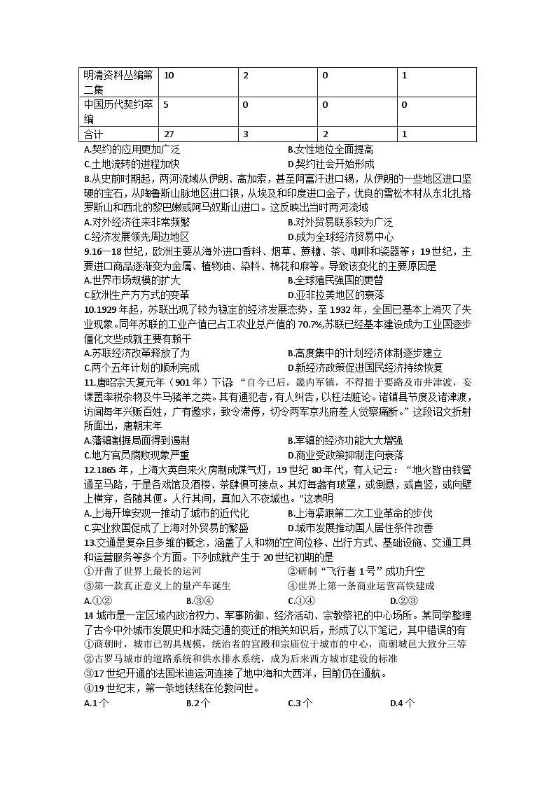河南省信阳高级中学新校(贤岭校区)2024-2025学年高二下期开学测试历史试题第2页
