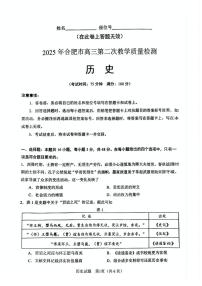 安徽省合肥市2025屆高三下學(xué)期高考第二次教學(xué)質(zhì)量檢測(cè)歷史試題（含答案）
