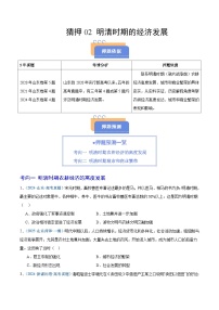 猜押02 明清時期的經(jīng)濟(jì)發(fā)展-2025年高考?xì)v史沖刺搶押秘籍專題講練（山東專用）