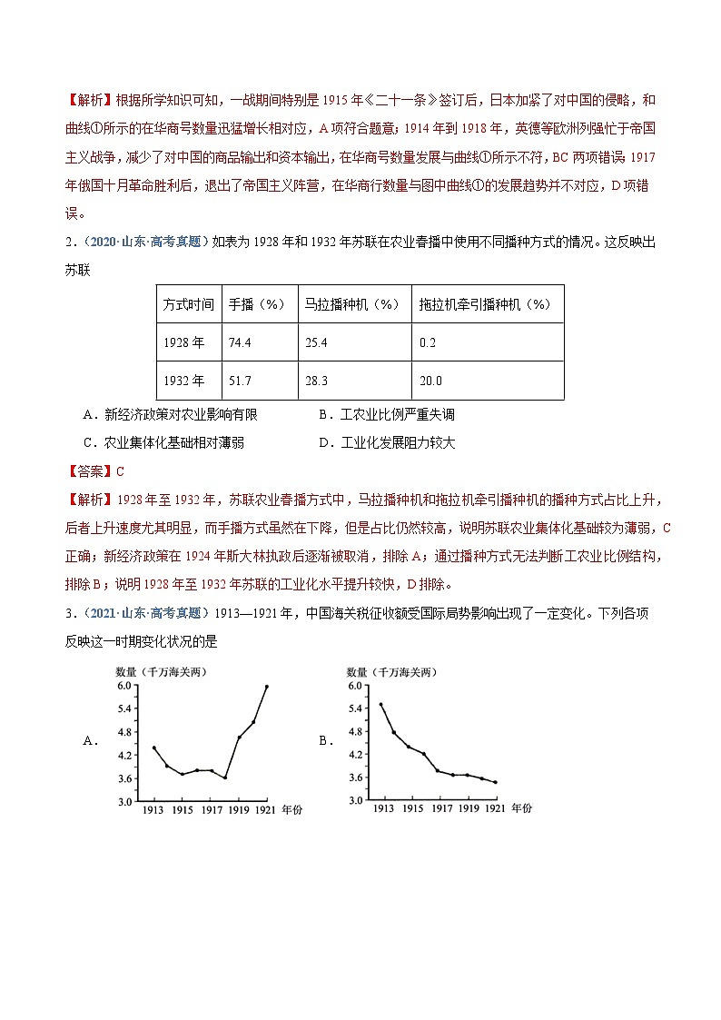 猜押09 数据表格题-2025年高考历史冲刺抢押秘籍专题讲练(山东专用)(解析版)第2页