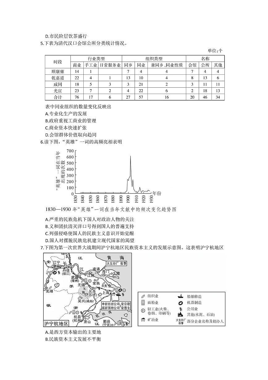 2024届湖北省八市高三下学期3月联考-历史试卷(含答案)第2页