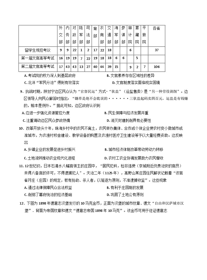 2025届湖北省黄冈市黄梅县育才高级中学高三核心模拟预测历史试题(含答案)第3页