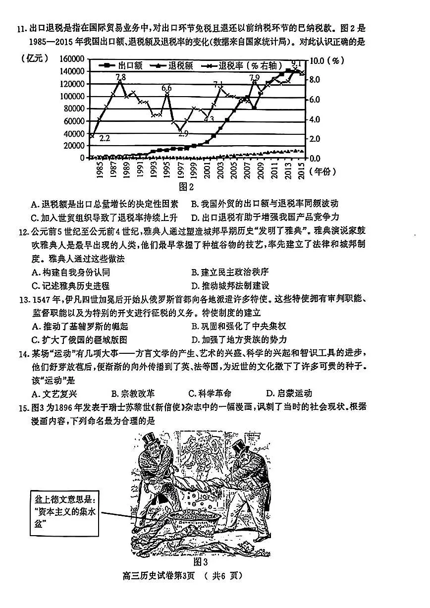 2024届江苏省南京市高三二模-历史试卷(含答案)第3页