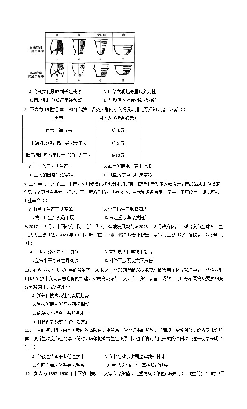 广东省东莞市众美中学2024-2025学年高二下学期第一次月考历史试卷第2页