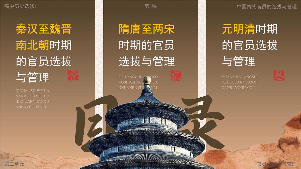 部编版2025高中历史选择性必修1 国家制度与社会治理第5课 中国古代官员的选拔与管理 课件第2页
