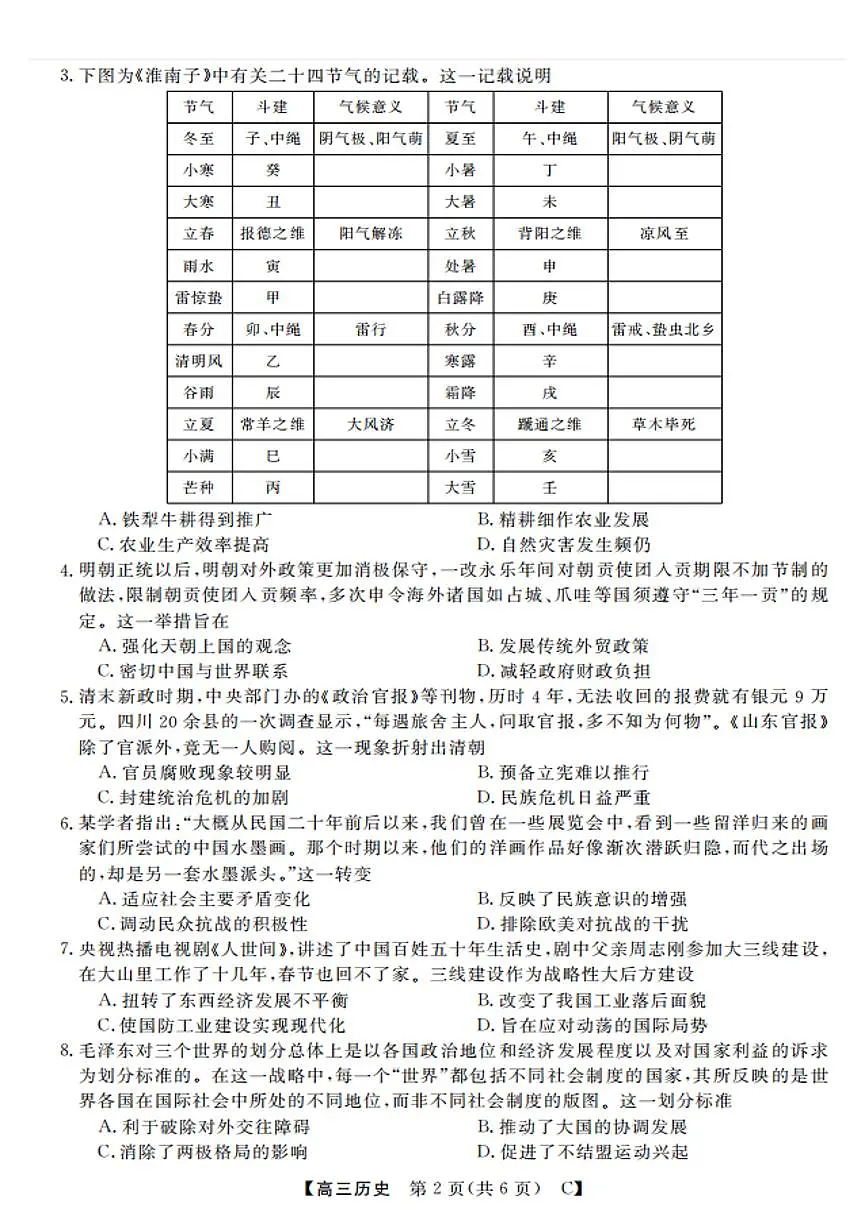2024届山东省大联考高三上学期9月质量检测-历史试题(含答案)第2页