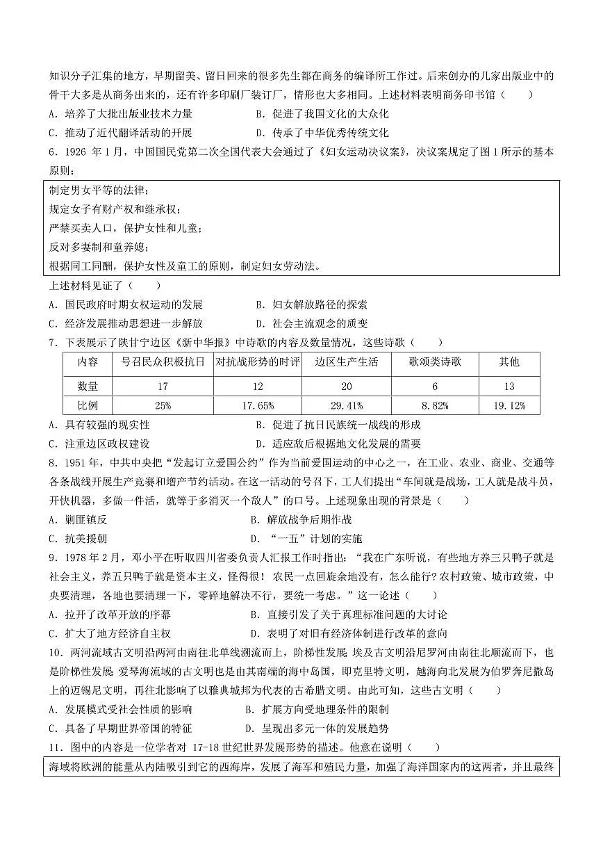 2024届山东省枣庄市高三上学期期末考试试题(1月)-历史试题(含答案)第2页