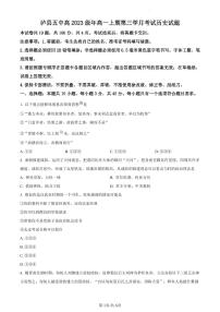 四川省泸县第五中学2023-2024学年高一上学期第三学月考试历史试题（含答案）
