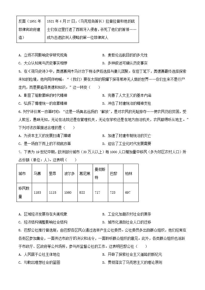 河南省2023_2024学年高一历史下学期6月质量检测试题含解析第2页
