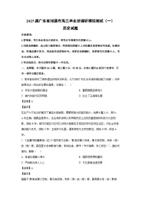 2025届广东省河源市高三毕业班调研模拟测试（一）历史试卷（解析版）