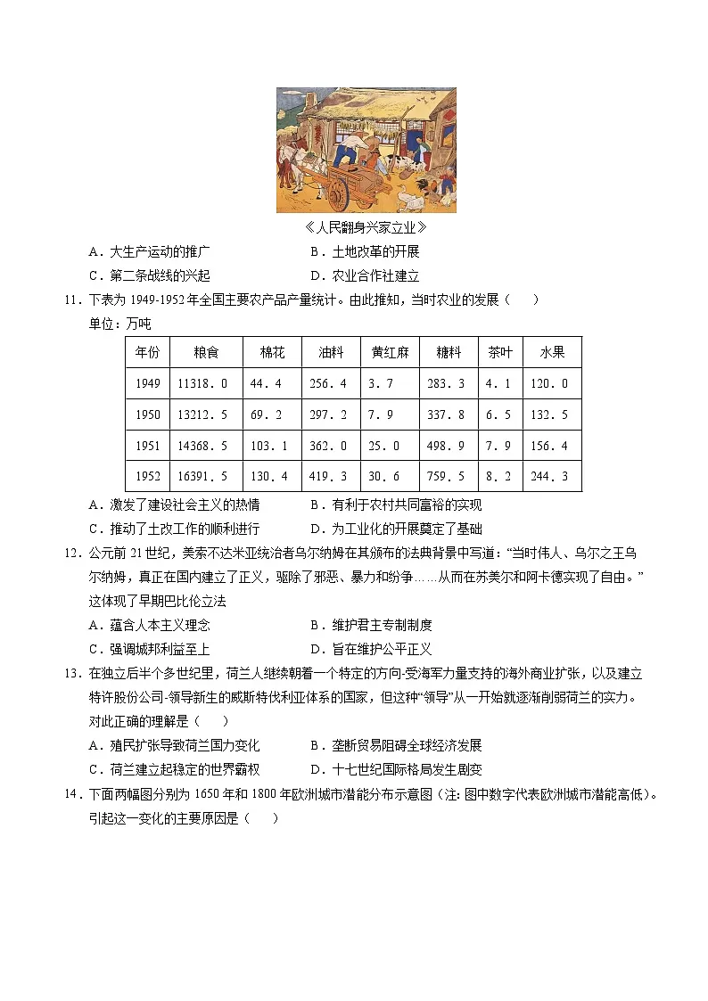 2025年高考第三次模拟考试卷:历史(河北卷)(考试版)第3页