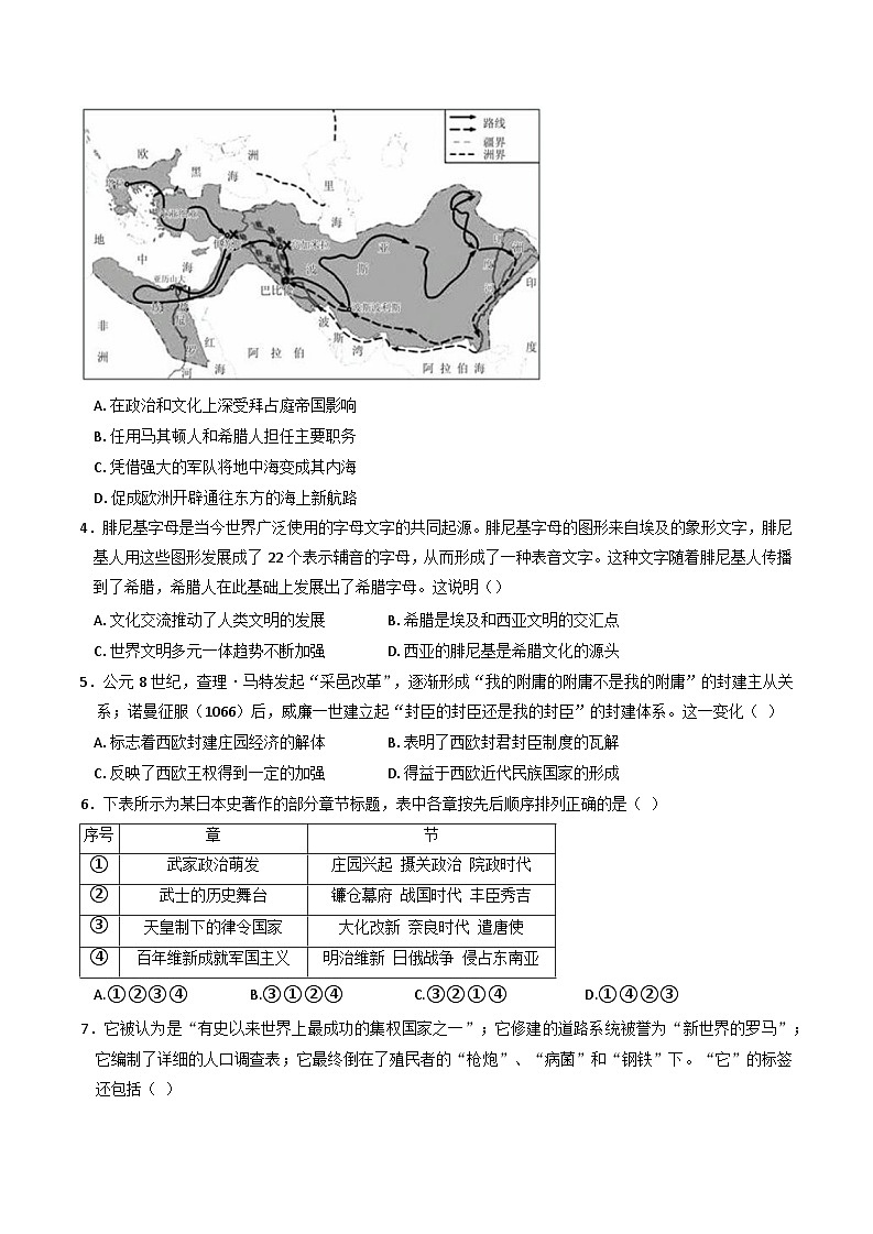 浙江省诸暨中学暨阳分校 2024-2025学年高一下学期期中考试历史(选修)试题(含答案)第2页
