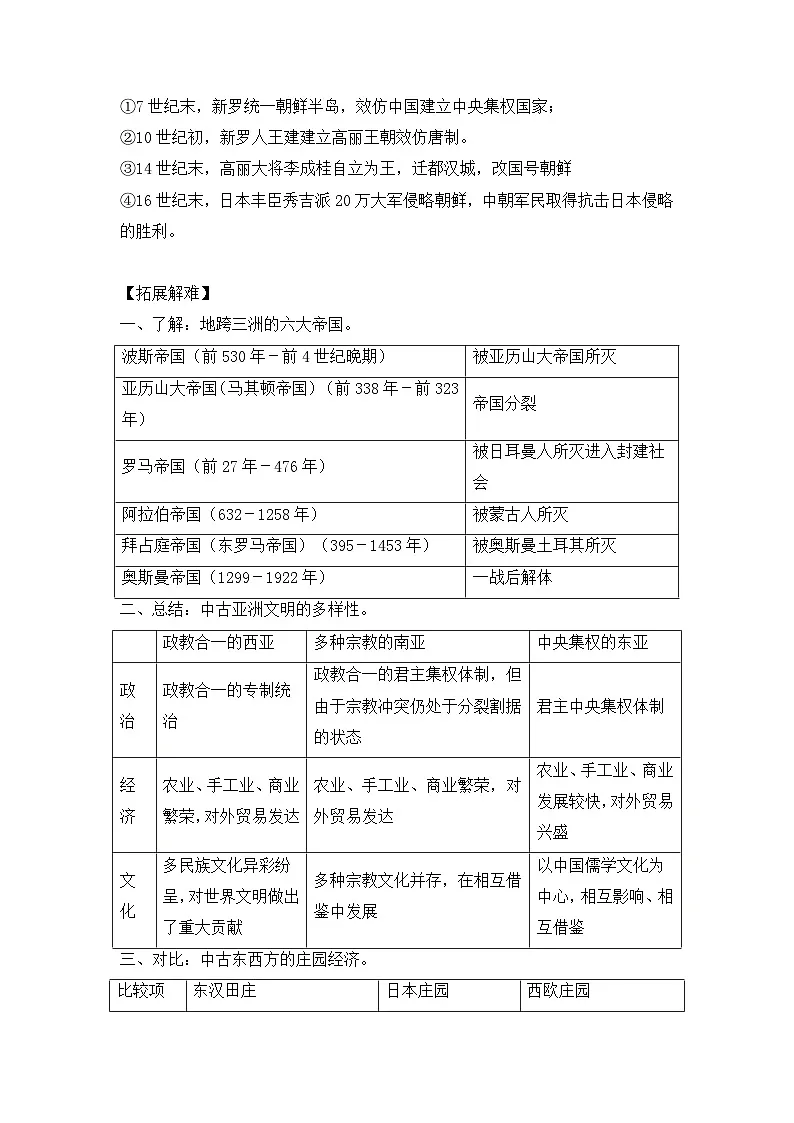 人教统编版高中历史必修下 2-4《中古时期的亚洲》教学设计第3页