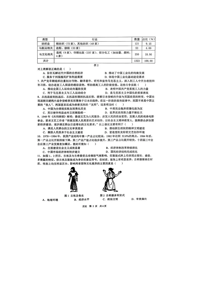 江西省宜春市2025届高三下学期4月模拟考试历史试卷含答案第2页