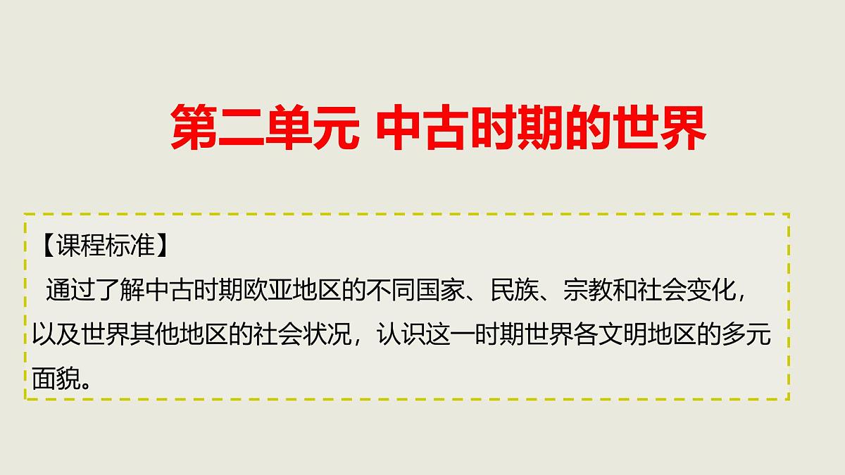 人教统编版高中历史必修下 第二单元《中古时期的世界》单元串讲复习课件(包含单元知识网络)第1页