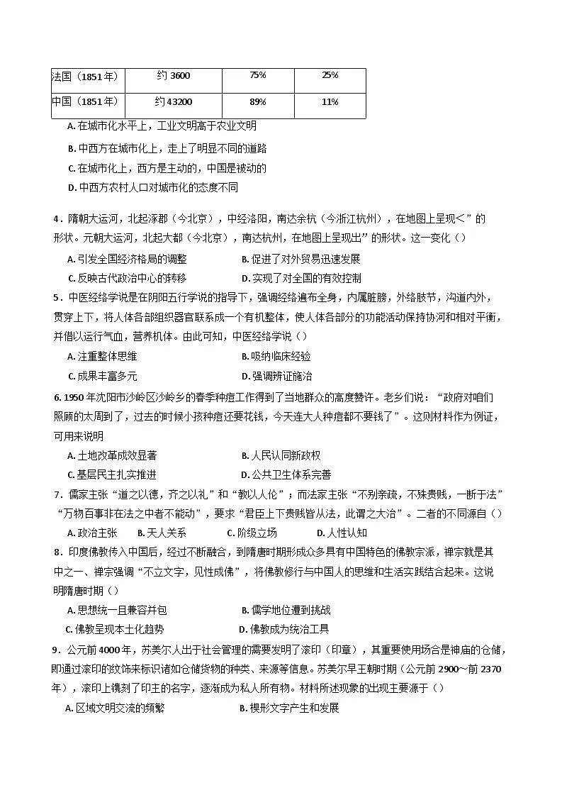 四川省泸州市泸化中学2024-2025年高二年级下学期期中考试历史试卷(含答案)第2页