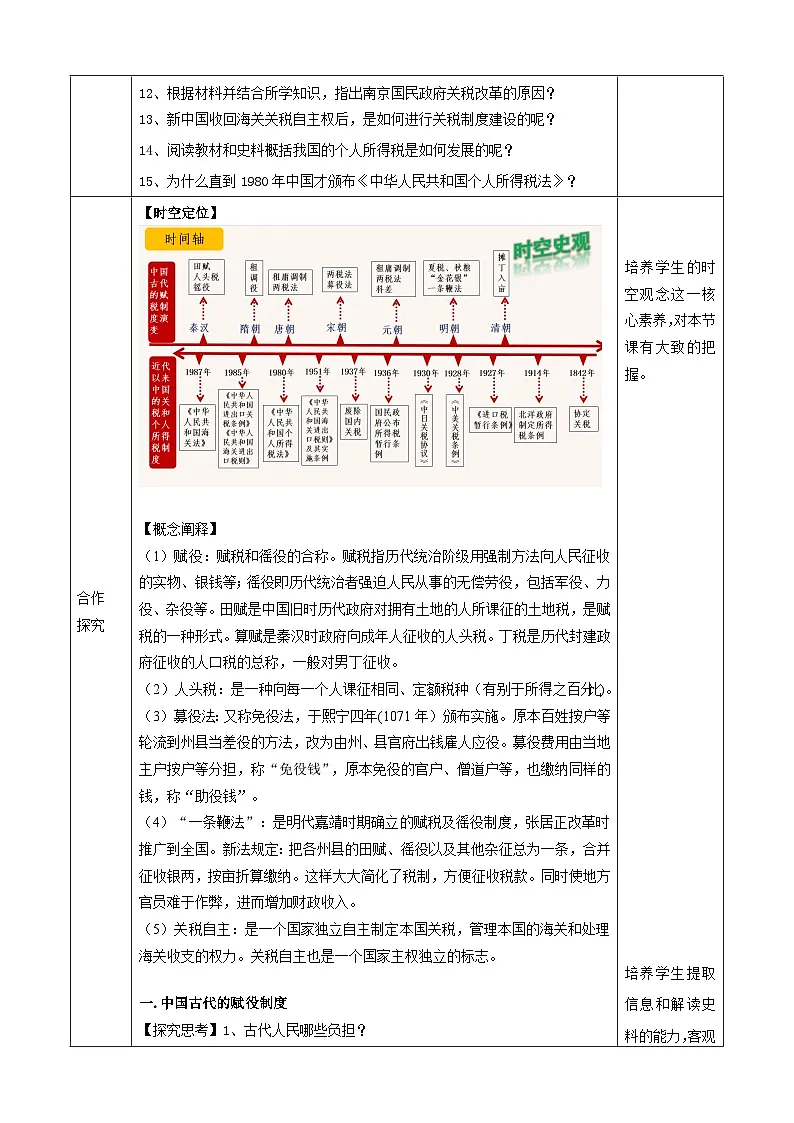 人教统编版高中历史选修1 5-16教学设计:中国赋税制度的演变第3页