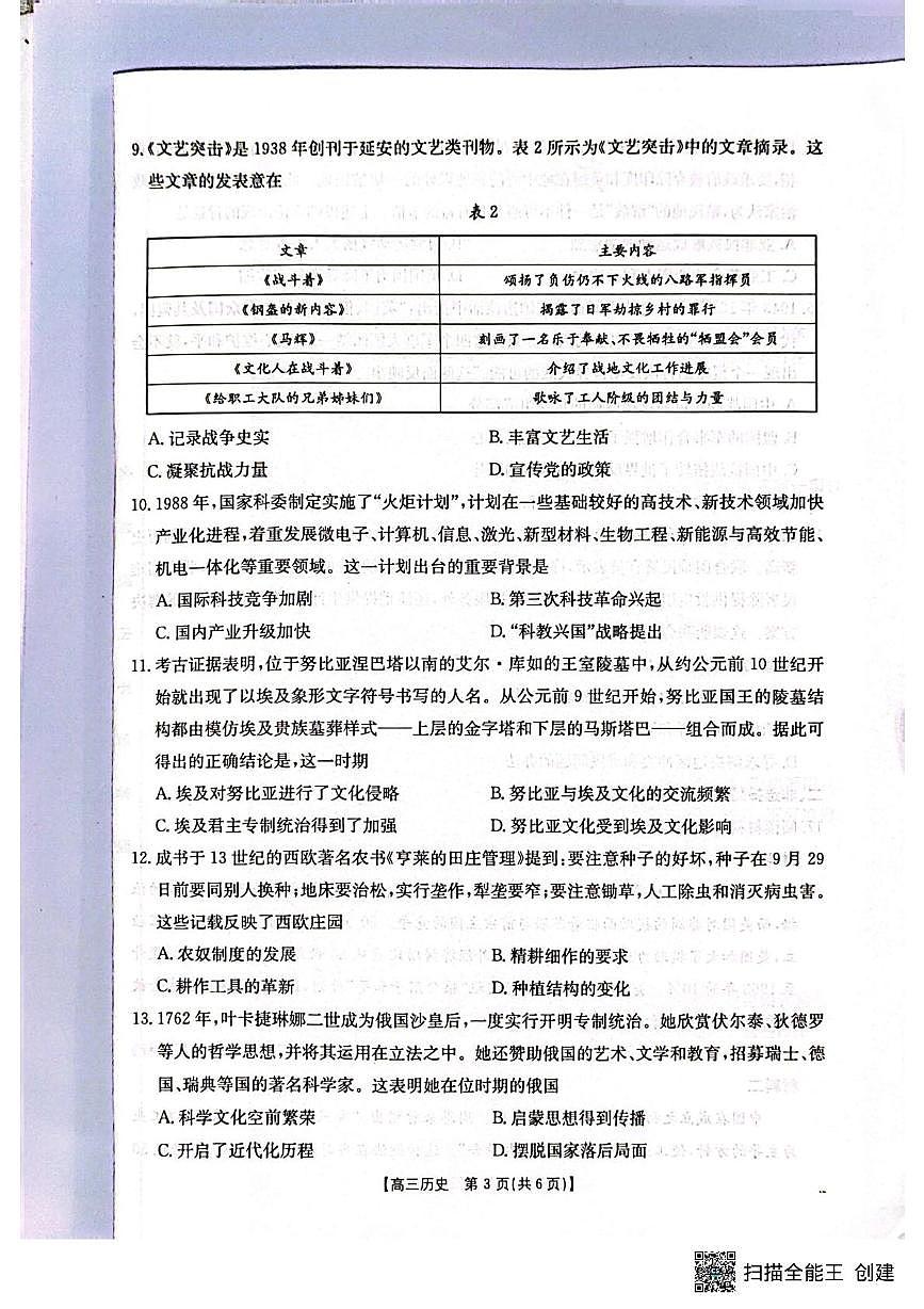 2025届广西壮族自治区高三下学期三模历史试题(高考模拟)第3页